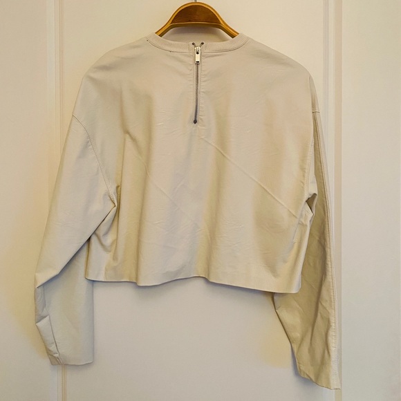 Zara Off White Leather Look Top Size Medium - Picture 4 of 11